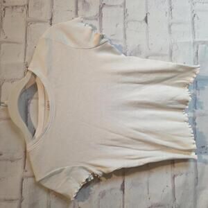 J Galt Ribbed White T